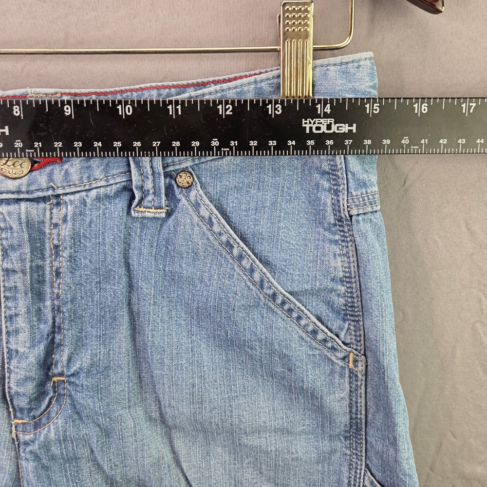 Lee Carpenter Denim Shorts Womens 6M Blue Light Wash Mid Rise Cotton Utility - Picture 2 of 7